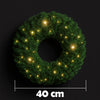 Corona Ghirlanda Natalizia Verde 40 cm con 30 Led Bianco Caldo Addobbo Natalizio