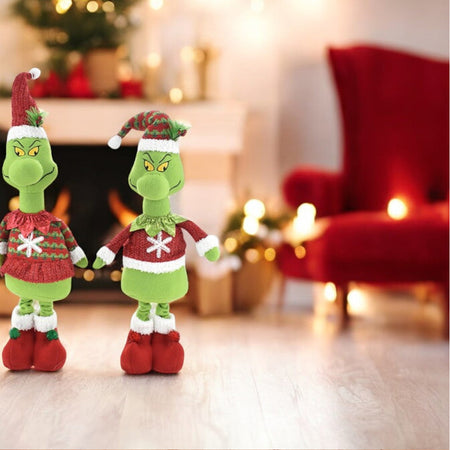 Pupazzo Elfo Verde Gambe Allungabili 61-89 cm Design Assortito Addobbi Natalizi