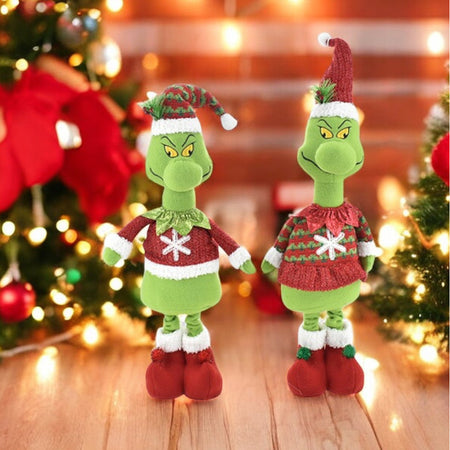 Pupazzo Elfo Verde Gambe Allungabili 61-89 cm Design Assortito Addobbi Natalizi