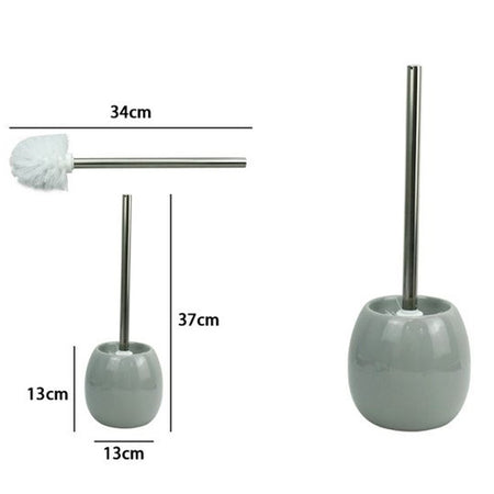 Portascopino In Ceramica Grigio Con Scopino Moderno Accessori Arredo Bagno 79255