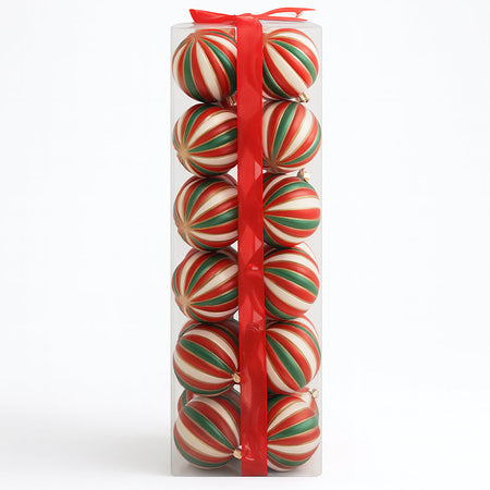 Box 24 Palline di Natale per Albero Sfere Natalizie Bianco Rosso e Verde da 6cm