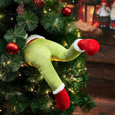 Decorazione Albero di Natale Gambe Elfo Ornamento Addobbo Natalizio 38x20cm