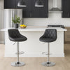 Set 2 Sgabelli Cucina Bar Girevoli Altezza Regolabile in Ecopelle Nero e Acciaio