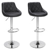 Set 2 Sgabelli Cucina Bar Girevoli Altezza Regolabile in Ecopelle Nero e Acciaio