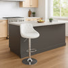 Set 2 Sgabelli Cucina Bar Girevoli Altezza Regolabile in Ecopelle Bianco e Acciaio