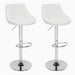 Set 2 Sgabelli Cucina Bar Girevoli Altezza Regolabile in Ecopelle Bianco e Acciaio