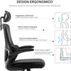 Sedia da Ufficio Ergonomica Nera Rete Traspirante Supporto Lombare e Poggiatesta