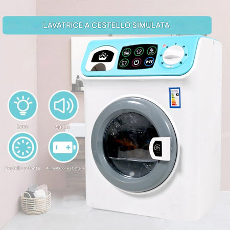 Lavatrice Giocattolo per Bambini Luci e Suoni Elettrodomestici Gioco Idea Regalo
