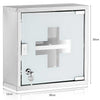 Armadietto Porta Medicinali Acciaio Inox e Vetro Satinato 30x30x12 cm con Chiave