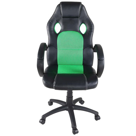 Sedia Poltrona Ufficio Direzionale Gaming Ergonomica Girevole in Ecopelle Nero Verde