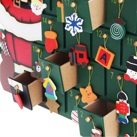 Calendario Avvento Natale Alberello Legno 24 Cassetti Decorazioni Natalizie