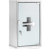 Armadietto Porta Medicinali Acciaio Inox e Vetro Satinato 49x25x12 cm con Chiave