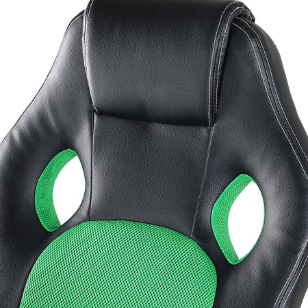 Sedia Poltrona Ufficio Direzionale Gaming Ergonomica Girevole in Ecopelle Nero Verde