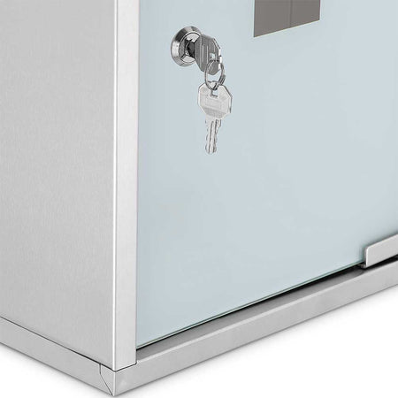 Armadietto Porta Medicinali Acciaio Inox e Vetro Satinato 49x25x12 cm con Chiave