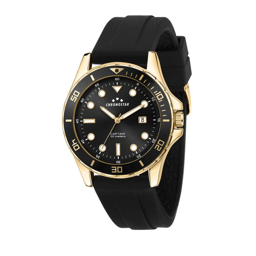 Orologio CHRONOSTAR uomo Captain datario gomma nero