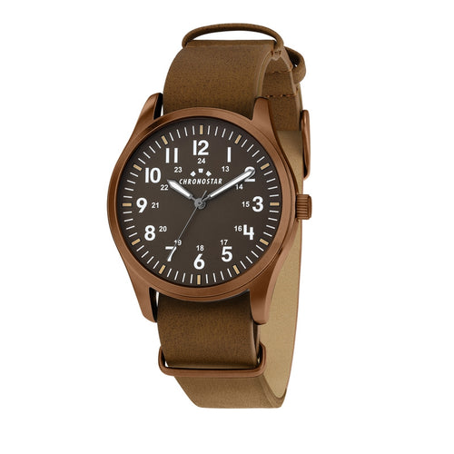Orologio CHRONOSTAR uomo Pilot pelle marrone