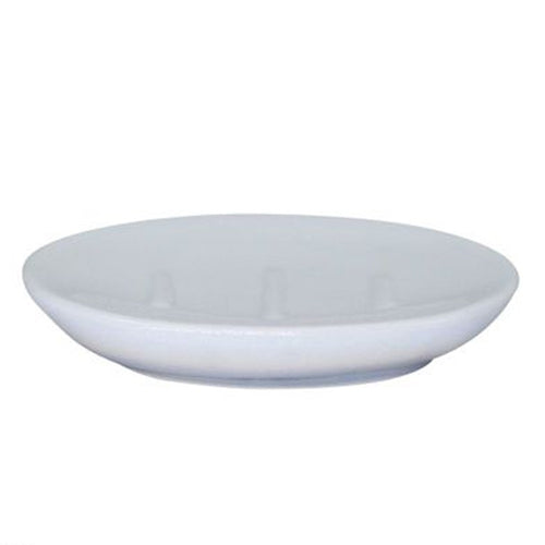Piatto Piattino Porta Sapone Saponetta Bagno Ceramica Bianco Grigio Arredo 59916