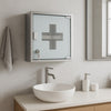 Armadietto Porta Medicinali Acciaio Inox e Vetro Satinato 30x30x12 cm con Chiave