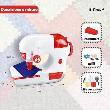 Macchina da Cucire Giocattolo per Bambini con Filo e Accessori Idea Regalo