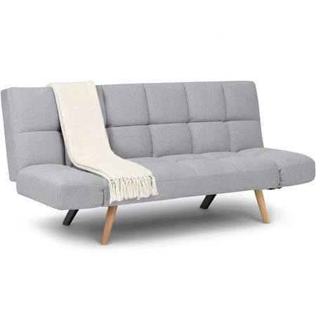 Divano Letto 2/3 Posti Click Clack in Tessuto con Braccioli Regolabili e Apertura Rapida Grigio