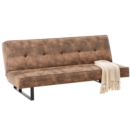 Divano letto 3 posti click clack modello Derby Pelle sintetica Marrone dorato