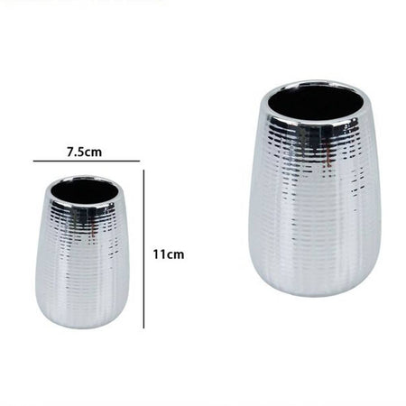 Bicchiere Porta Spazzolini Da Denti Colore Argento Accessori Arredo Bagno 59923