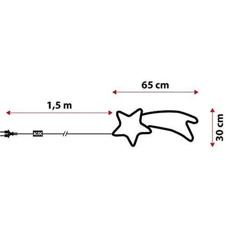 Stella Cometa Luminosa 65 Cm In Tubo Luminoso A Led Bianchi Luce Bianca Calda