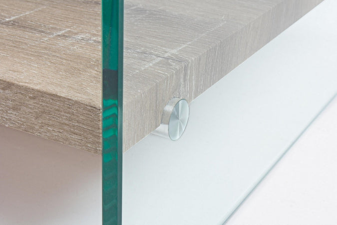 Tavolino "Kenya" struttura in vetro con mensola per interni