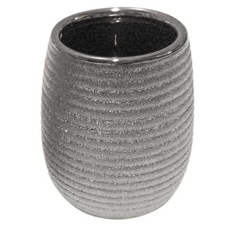 Bicchiere Porta Spazzolini Accessorio Argento Rigato Moderno Arredo Bagno 59939