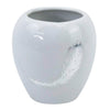 Bicchiere Portaspazzolini Ceramica Bianca Decorato Con Piuma Argento Bagno 59899