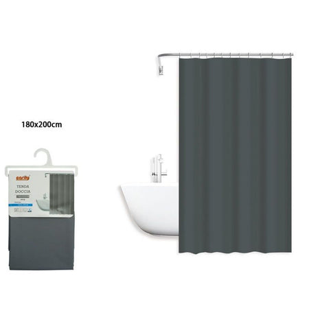 Tenda Doccia Antimuffa Impermeabile 180x200cm Con Anelli Bagno Grigio Scuro 79718