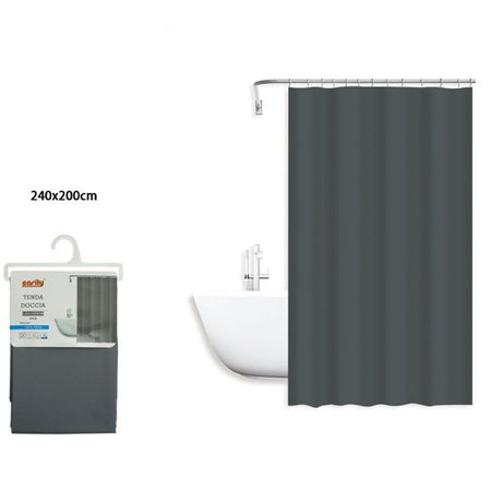 Tenda Doccia Antimuffa Impermeabile 240x200cm Con Anelli Bagno Grigio Scuro 79719