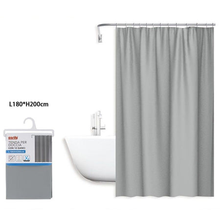 Tenda Doccia Antimuffa Impermeabile 180x200cm Con Anelli Bagno Grigio Chiaro 69850
