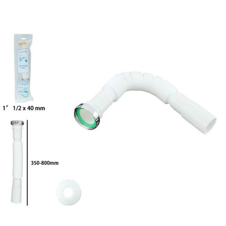 Canotto Tubo Scarico Flessibile Estensibile Con Testa Metallo 1" 1/2 40 Mm 59951