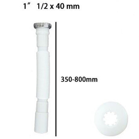 Canotto Tubo Scarico Flessibile Estensibile Con Testa Metallo 1" 1/2 40 Mm 59951