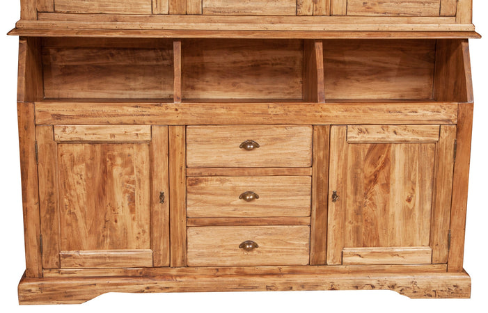 Biscottini Libreria Country in legno massello di tiglio finitura naturale L172xPR50xH226 cm. Made in Italy