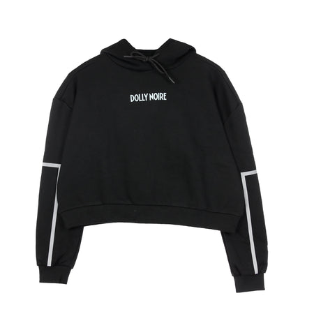 DOLLY NOIRE Felpa Leggera Cappuccio Corta Donna Globe Crop Hoodie Black da donna