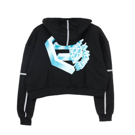 DOLLY NOIRE Felpa Leggera Cappuccio Corta Donna Globe Crop Hoodie Black da donna