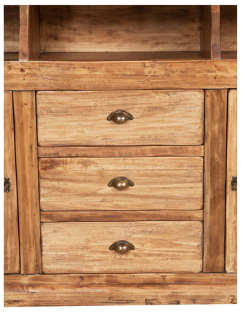 Biscottini Libreria Country in legno massello di tiglio finitura naturale L172xPR50xH226 cm. Made in Italy