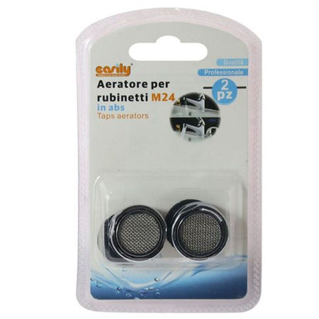 Set 2 Pezzi Aeratore Per Rubinetti M24 In Abs Filtro Maschio Guarnizioni 52227