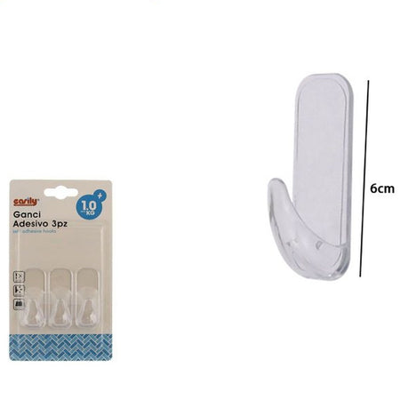 Set 3 Pz Ganci Appendini Da Parete Adesive Casa Cucina Bagno Attaccapanni 87005