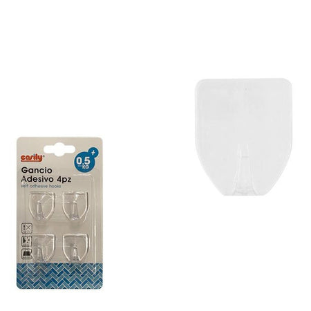 Set 4 Pz Ganci Appendini Da Parete Adesive Casa Bagno Cucina Attaccapanni 87008