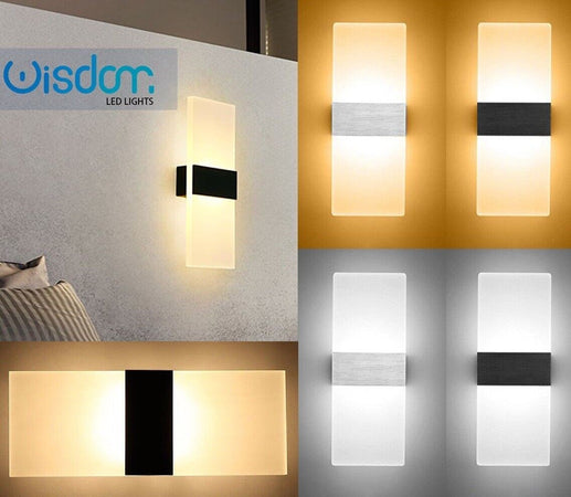 Applique Cubo A Led Da 12w In Vetro Faretto Da Parete Muro Luce Per Interni Ip20