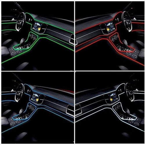 Striscia Strip Led Per Interni Auto A 12v Fibra Ottica Luce Decorativa Atmosfera