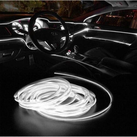 Striscia Strip Led Per Interni Auto A 12v Fibra Ottica Luce Decorativa Atmosfera
