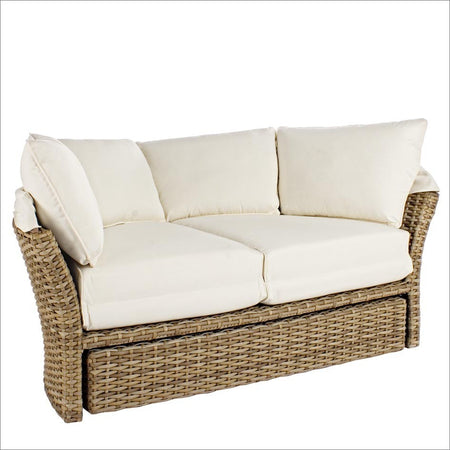 Daybed "Lesly" con cuscino e cappottina, struttura in alluminio e intreccio in fibra sintetica