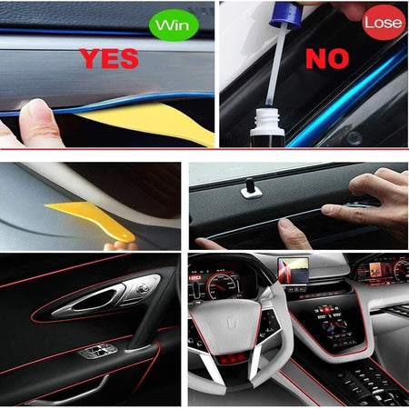 Striscia Strip Led Per Interni Auto A 12v Fibra Ottica Luce Decorativa Atmosfera