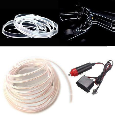 Striscia Strip Led Per Interni Auto A 12v Fibra Ottica Luce Decorativa Atmosfera