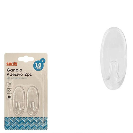 Set 2pz Ganci Appendini Adesivi Parete Casa Cucina Bagno Attaccapanni Ovali 87013