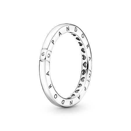 PANDORA  Anello Logo Pandora e Cuori